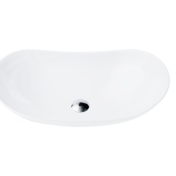 Wolnostojąca umywalka nablatowa Corsan 649964 prostokątna biała 62,5 x 35 x 16,5 cm z korkiem chrom