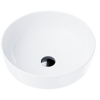 Wolnostojąca umywalka nablatowa Corsan 649988 okrągła biała 41,5 x 41,5 x 13,5 cm z korkiem czarnym