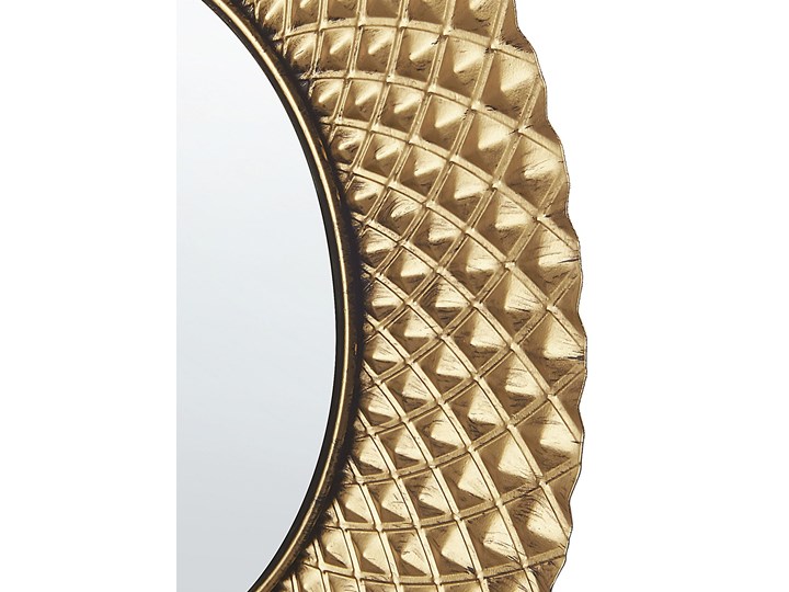Beliani Okrągłe lustro złote metalowe 38 cm glamour szeroka rama do salonu do sypialni Lustro z ramą Kolor Złoty Pomieszczenie Sypialnia
