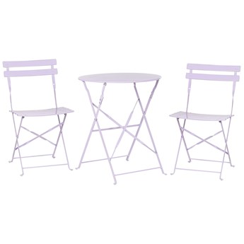 Beliani Zestaw mebli balkonowych fioletowy metalowy dwuosobowy krzesła i stół składane meble do ogrodu