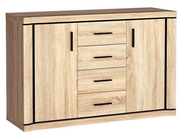 Komoda w dekorze dąb sonoma - Verna 7X Płyta MDF Wysokość 91 cm Szerokość 137 cm Styl Minimalistyczny Z szufladami Głębokość 44 cm Styl Skandynawski