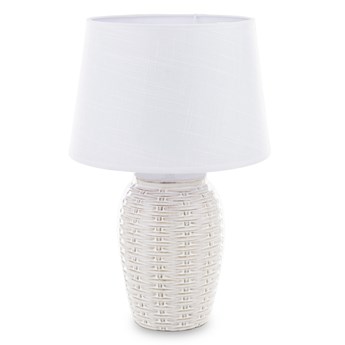SKIN lampa z białym kloszem na ceramicznej kremowej podstawie ze zdobieniami, wys. 41 cm