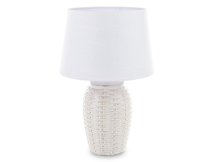 SKIN lampa z białym kloszem na ceramicznej kremowej podstawie ze zdobieniami, wys. 41 cm Lampa z kloszem Ceramika Kategoria Lampy stołowe