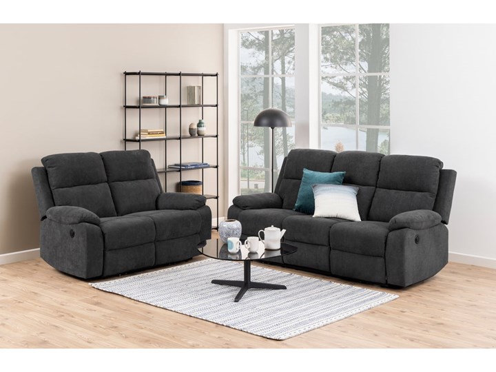 Sofa rozkładana Mora 2 os. 144 cm recliner ciemnoszara