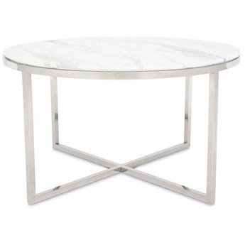 VERTIGO stolik kawowy na stalowej ramie z białym blatem ze szkła hartowanego, Ø 80 cm
