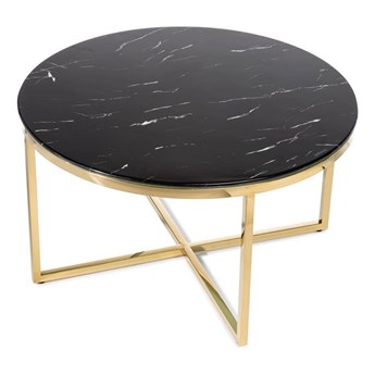 VERTIGO stolik kawowy na stalowej ramie z czarnym blatem ze szkła hartowanego, Ø 80 cm