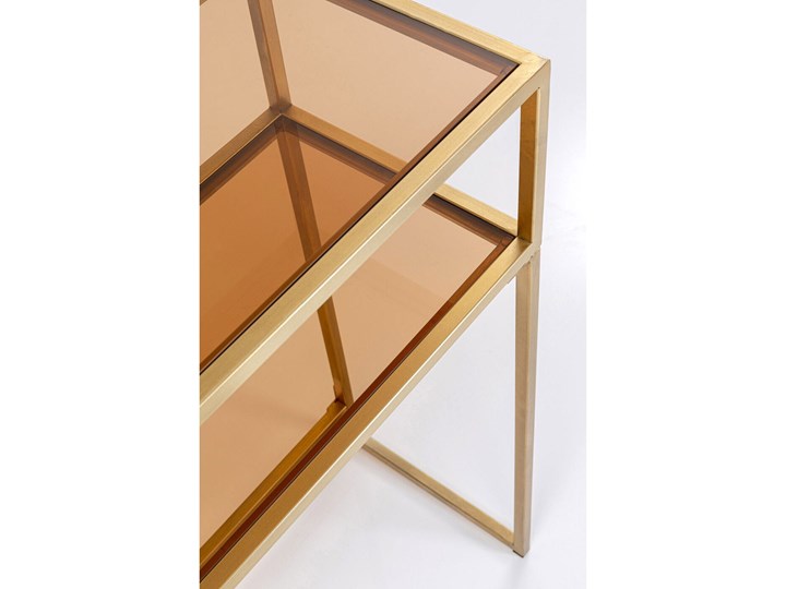Konsola Loft 85x30 cm złota - blat szklany Styl Industrialny Szkło Kolor Złoty