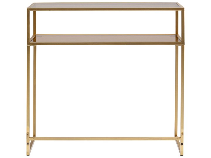 Konsola Loft 85x30 cm złota - blat szklany Szkło Kolor Złoty Styl Industrialny