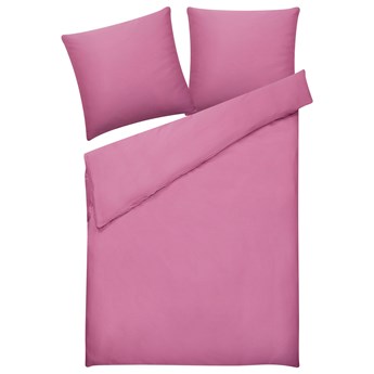 Beliani Komplet pościeli różowy bawełna 155 x 220 cm jednolity wzór poszewki na kołdrę i poduszki nowoczesny elegancki sypialnia