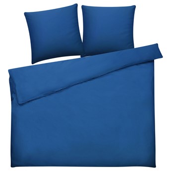 Beliani Komplet pościeli niebieski bawełna 200 x 220 cm jednolity wzór poszewki na kołdrę i poduszki nowoczesny elegancki sypialnia