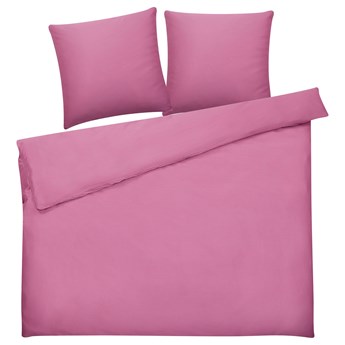Beliani Komplet pościeli różowy bawełna 200 x 220 cm jednolity wzór poszewki na kołdrę i poduszki nowoczesny elegancki sypialnia