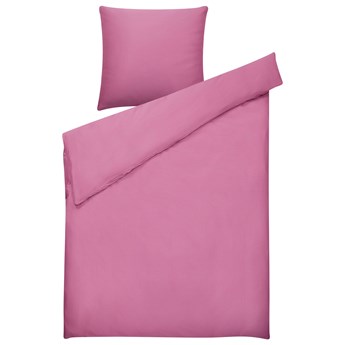 Beliani Komplet pościeli różowy bawełna 135 x 200 cm jednolity wzór poszewki na kołdrę i poduszkę nowoczesny elegancki sypialnia
