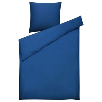 Beliani Komplet pościeli niebieski bawełna 135 x 200 cm jednolity wzór poszewki na kołdrę i poduszkę nowoczesny elegancki sypialnia