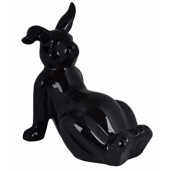 Figurka leżącego czarnego zająca Easy 13,5x16x19,5 cm