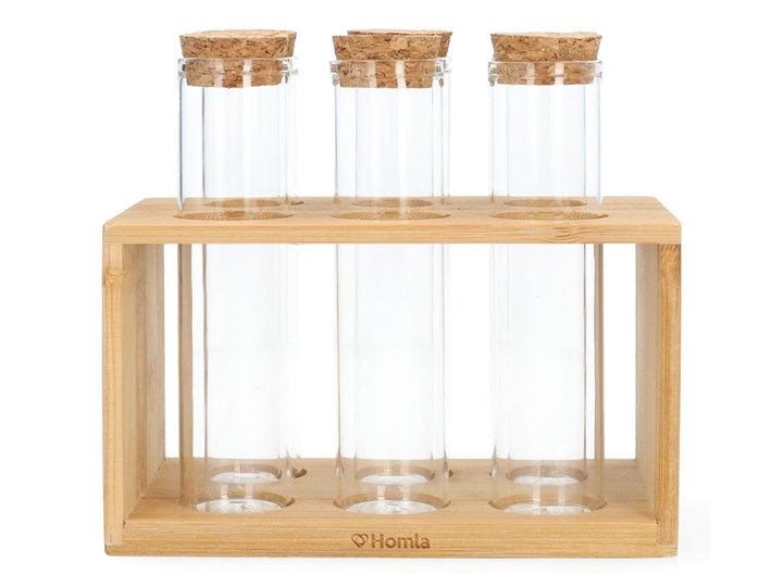 Stojak TORANO z przyprawnikami - 6 słoiczków 14x9 cm - Homla Zestaw do przypraw Szkło Drewno Kategoria Przyprawniki