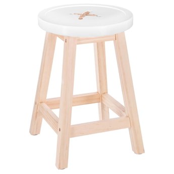 BUTTON taboret drewniany z siedziskiem guzik, wys. 45 cm