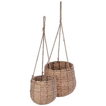 JANTAR komplet kwietników wiszących z naturalnej trawy morskiej w stylu boho, wys. 84 cm, 100 cm