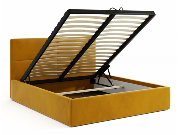AMDK Łóżko tapicerowane Slim III 160x200 żółty welur hydrofobowy ze stelażem Metal Tkanina Drewno Liczba miejsc Dwuosobowe