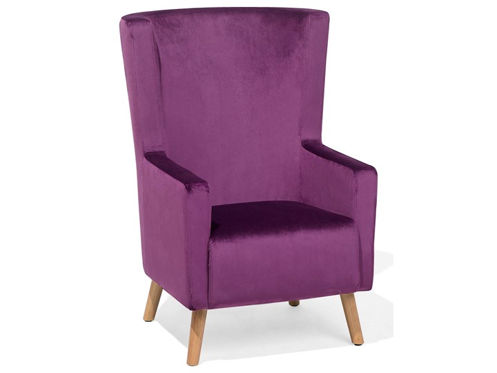 Beliani Fotel uszak fioletowy welurowy retro Szerokość 74 cm Tworzywo sztuczne Tkanina Drewno Styl Tradycyjny