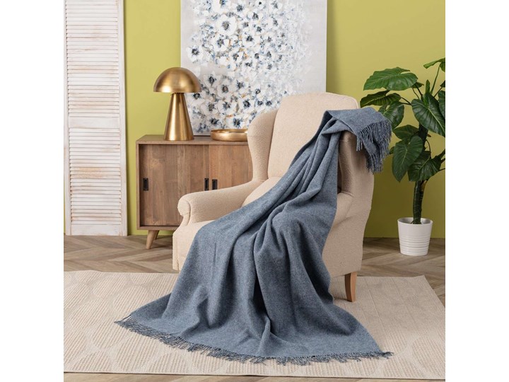 Pled Zelandia 140x200cm blue melange, 140 x 200 cm Wełna Koc Kolor 130x180 cm 140x200 cm Kategoria Koce i pledy