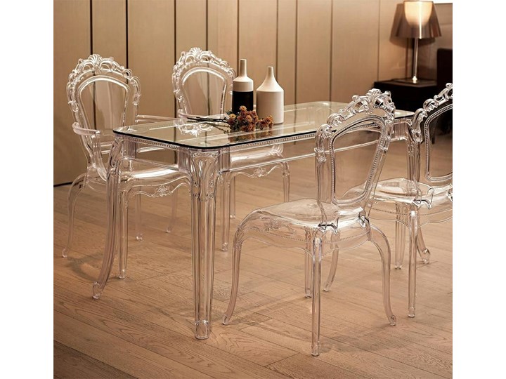 Stół KING 240 transparentny - poliwęglan, szkło hartowane Wysokość 74 cm Styl Nowoczesny