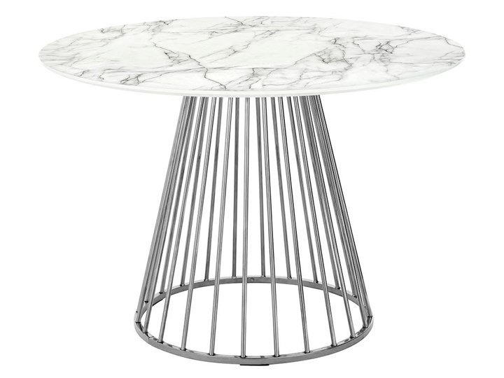 Stół GLAM MARBLE 110 - MDF, chromowana podstawa Wysokość 75 cm Płyta MDF Marmur Metal Kształt blatu Okrągły