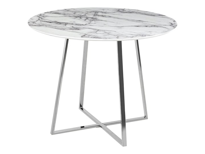 Stół CARAT 100 - MDF, srebrna podstawa Marmur Metal Wysokość 77 cm Średnica 100 cm Płyta MDF Kształt blatu Okrągły