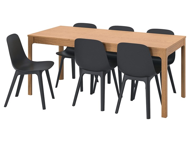IKEA EKEDALEN / ODGER Stół i 6 krzeseł, dąb/antracyt, 120/180 cm Kategoria Stoły z krzesłami