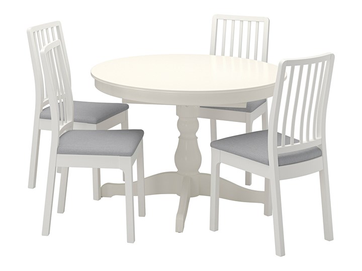 IKEA INGATORP / EKEDALEN Stół i 4 krzesła, biały biały/Orrsta jasnoszary, 110/155 cm