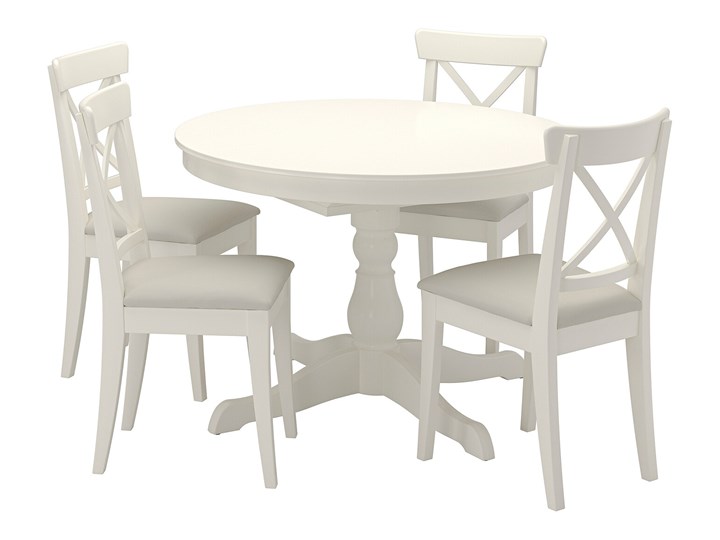 IKEA INGATORP / INGOLF Stół i 4 krzesła, biały/Hallarp beżowy, 110/155 cm Pomieszczenie Jadalnia Kategoria Stoły z krzesłami