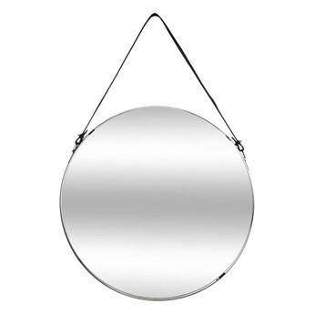 MINIO okrągłe lustro ścienne na pasku z ekoskóry, Ø 38 cm
