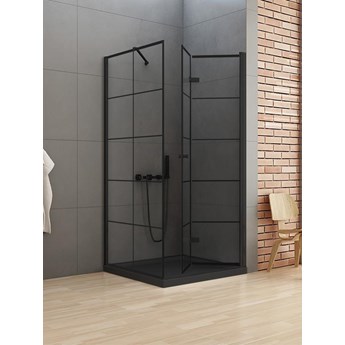 KABINA NEW SOLEO BLACK KWADRATOWA L 90x90x195 KRATKA - CZYSTE 6mm ACTIVE SHIELD