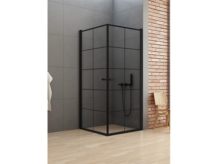 Kabina prysznicowa NEW SOLEO BLACK kwadratowa 90x90x195 drzwi podwójne czyste 6mm AS - wzór kratka Kategoria Kabiny prysznicowe
