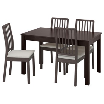 IKEA LANEBERG / EKEDALEN Stół i 4 krzesła, brązowoczarny ciemnobrązowy/Orrsta jasnoszary, 130/190x80 cm