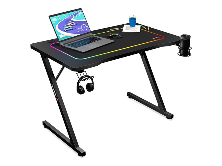 Biurko Gamingowe Huzaro Hero 1.8 Black Głębokość 60 cm Płyta MDF Stal Kolor Czarny Metal Szerokość 100 cm Kategoria Biurka