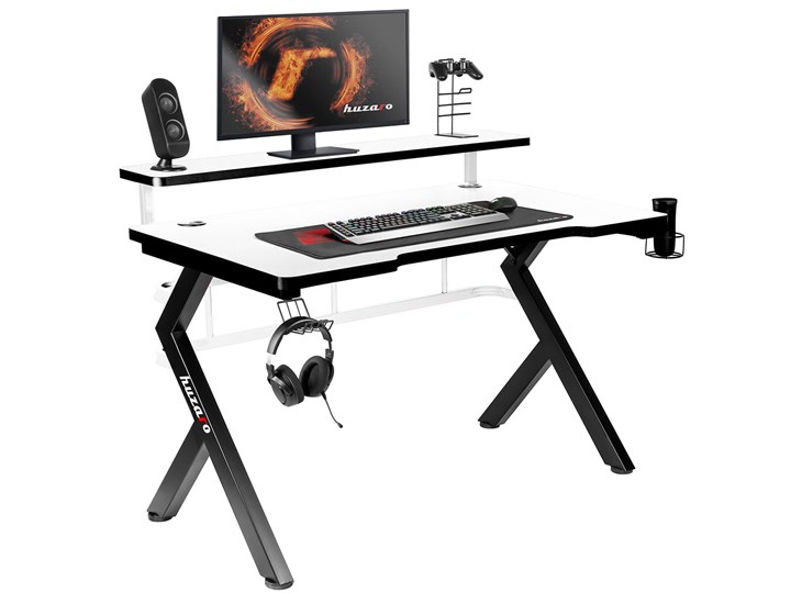 Biurko Gamingowe Huzaro Hero 5.0 White Aluminium Biurko z nadstawką Kategoria Biurka Szerokość 120 cm Głębokość 60 cm Stal Kolor Biały