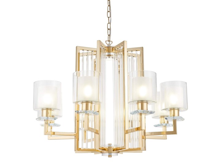 NOWOCZESNA LAMPA WISZĄCA ZŁOTA MANHATTAN W8 Lampa z kloszem Styl Glamour Metal Szkło Lampa z abażurem Kolor Złoty