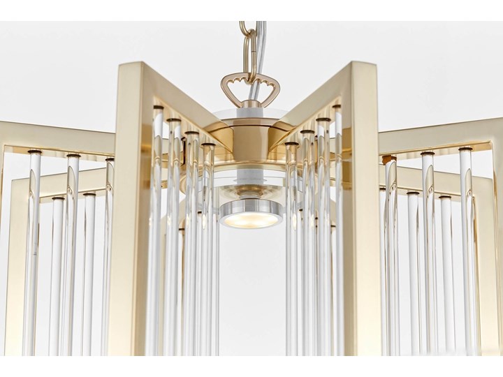 NOWOCZESNA LAMPA WISZĄCA ZŁOTA MANHATTAN W8 Lampa z abażurem Szkło Metal Lampa z kloszem Kolor Złoty Styl Tradycyjny