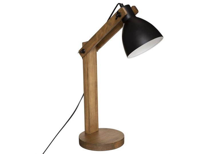 CUBAS lampka biurkowa czarna wykonana z drewna i metalu, wys. 56 cm Drewno Kategoria Lampy stołowe Lampa z abażurem Lampa biurkowa Lampa z kloszem Kolor Brązowy