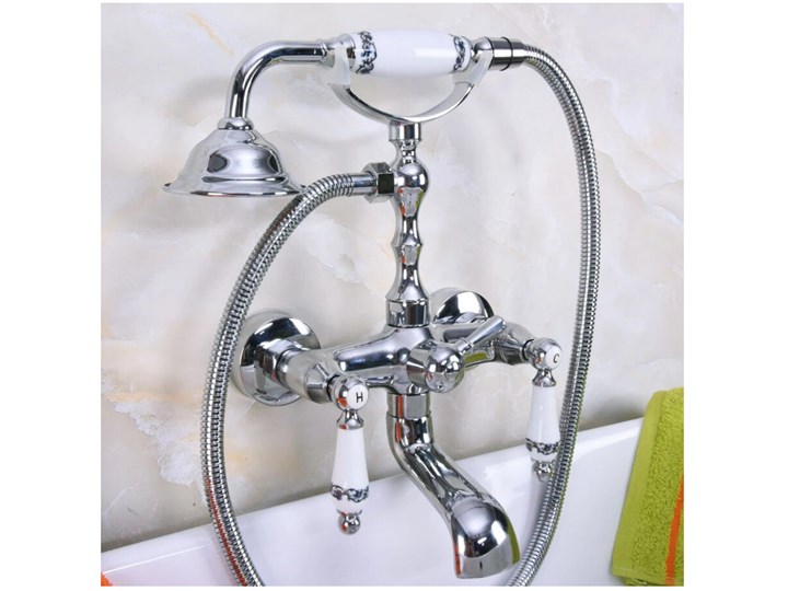 BATERIA ŁAZIENKOWA Z PRYSZNICEM RETRO , CHROM Bateria wannowa Kategoria Baterie łazienkowe Bateria ścienna Kolor Szary