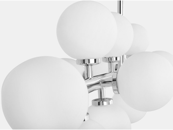 LAMPA WISZĄCA SUFITOWA NOWOCZESNA CHROM PETRICA W16 LUMINA DECO Metal Lampa z kloszem Lampa z abażurem Szkło Kolor Biały Pomieszczenie Salon