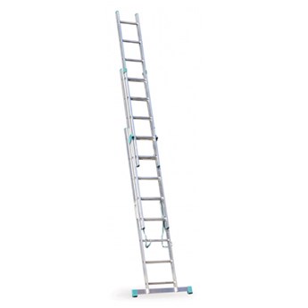 Aluminiowa trzyczęściowa drabina uniwersalna ALVE EUROSTYL przystosowana do używania na schodach, 3x8 szczebli, długość 5,13 m