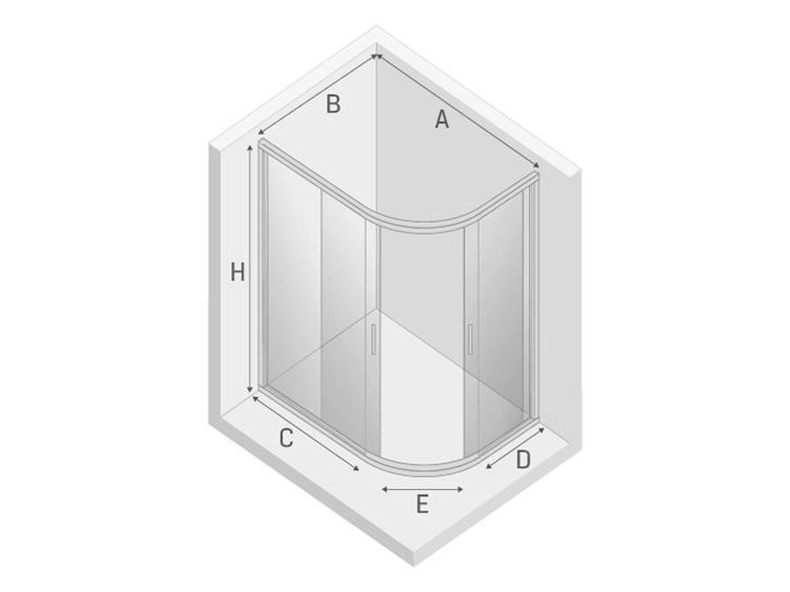 Kabina prysznicowa NEW VARIA asymetryczna drzwi przesuwne podwójne 120x85x165 szkło czyste 6/5mm Active Shield Niestandardowa Rodzaj drzwi Rozsuwane Kategoria Kabiny prysznicowe