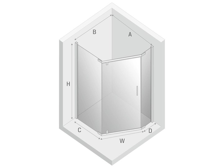 Kabina prysznicowa NEW KOMFORT BLACK pięciokątna 100x80x190 drzwi uchylne pojedyncze szkło czyste 8mm Active Shield Kategoria Kabiny prysznicowe