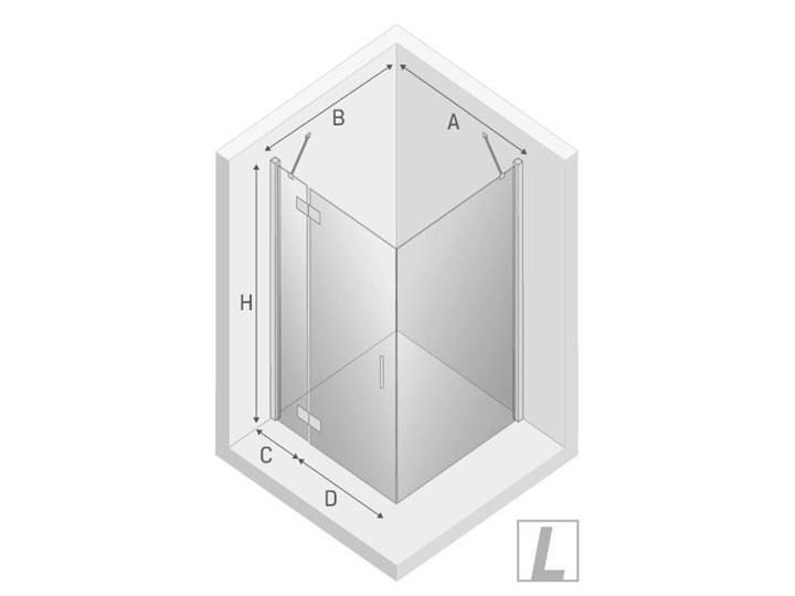 Kabina prysznicowa NEW RENOMA L prostokątna 120x100x195 drzwi uchylne pojedyncze szkło czyste 6mm Active Shield - wspornik równoległy Kategoria Kabiny prysznicowe