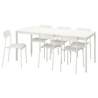 IKEA VANGSTA / ADDE Stół i 6 krzeseł, biały/biały, 120/180 cm