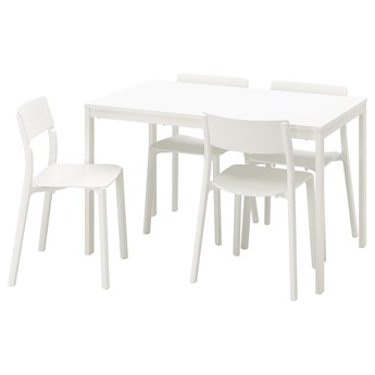 IKEA VANGSTA / JANINGE Stół i 4 krzesła, biały/biały, 120/180 cm