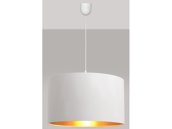 Lampa wisząca pojedyncza ALBA biało-złota XL W-4525/1 WT+GO+SCW-P WT Tworzywo sztuczne Tkanina Lampa z abażurem Styl Skandynawski