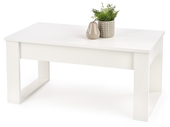 Dębowy stolik kawowy z szufladami Biały OTELLA Wysokość 52 cm Szerokość 60 cm Styl Nowoczesny Długość 110 cm Płyta MDF Styl Skandynawski
