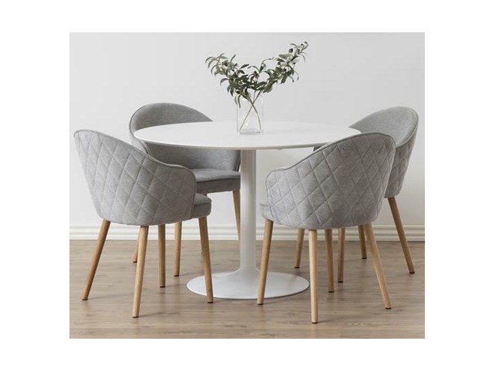 Biały stół obiadowy na jednej nodze Ibiza Płyta MDF Styl Nowoczesny Metal Wysokość 74 cm Pomieszczenie Stoły do jadalni